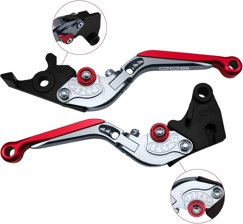XIDAODIT for Kawasaki NINJA500 Ninja 500 Z500 Z 500 SE 2024 2025 Motorcycle Clutch Lever Adjustable Handlebars Brake and Clutch Levers Set (Red) - Image 5